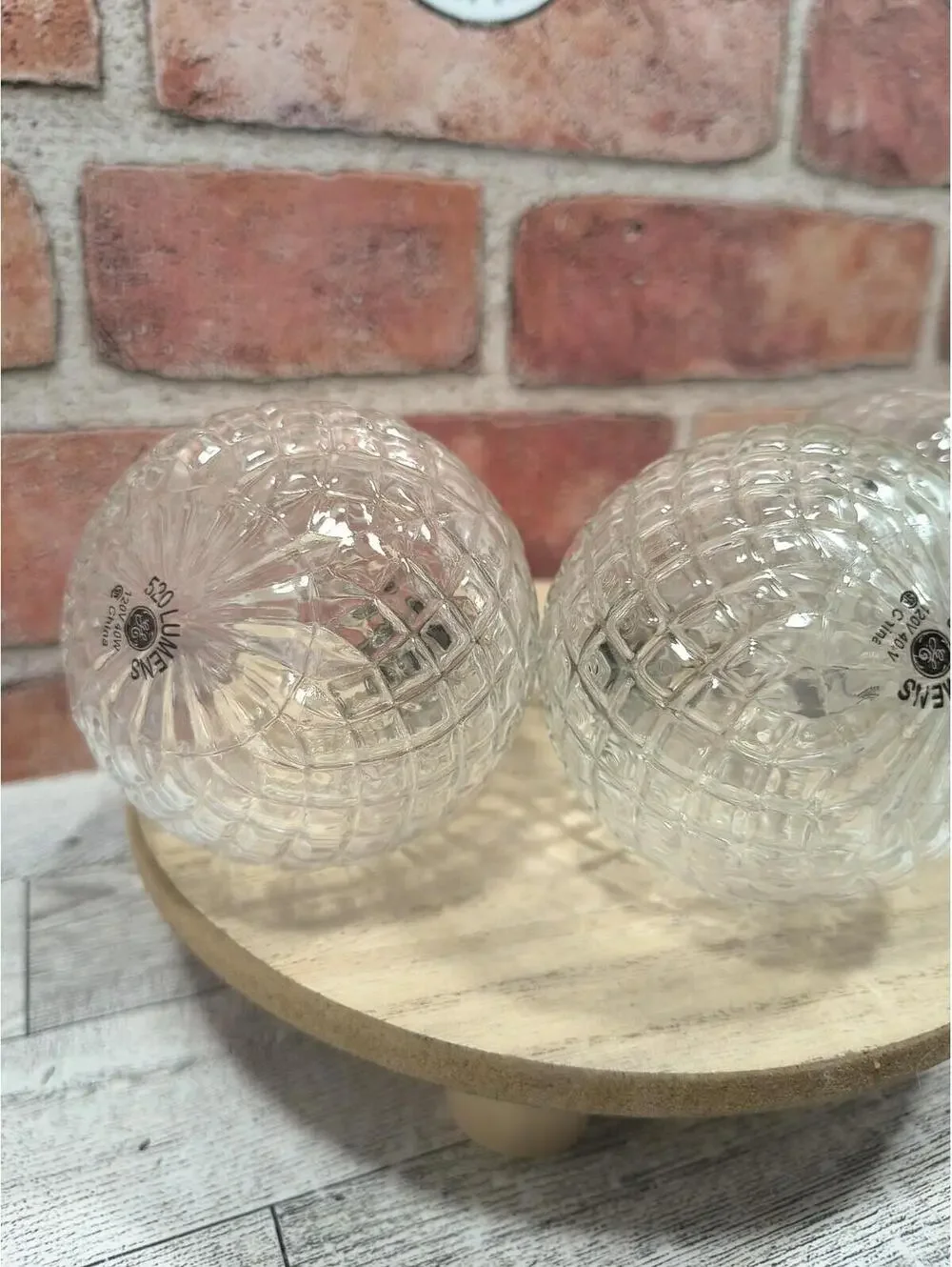 GE 40W Decorative G25 Globe Light Bulbs Crystal Clear Faceted 3 Pack NOS